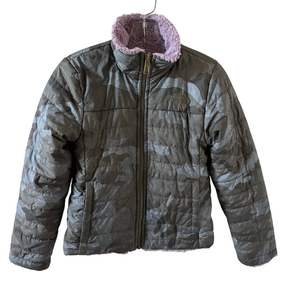 The North Face Mossbud Reversible Camo & Purple Jacket Girl's size S